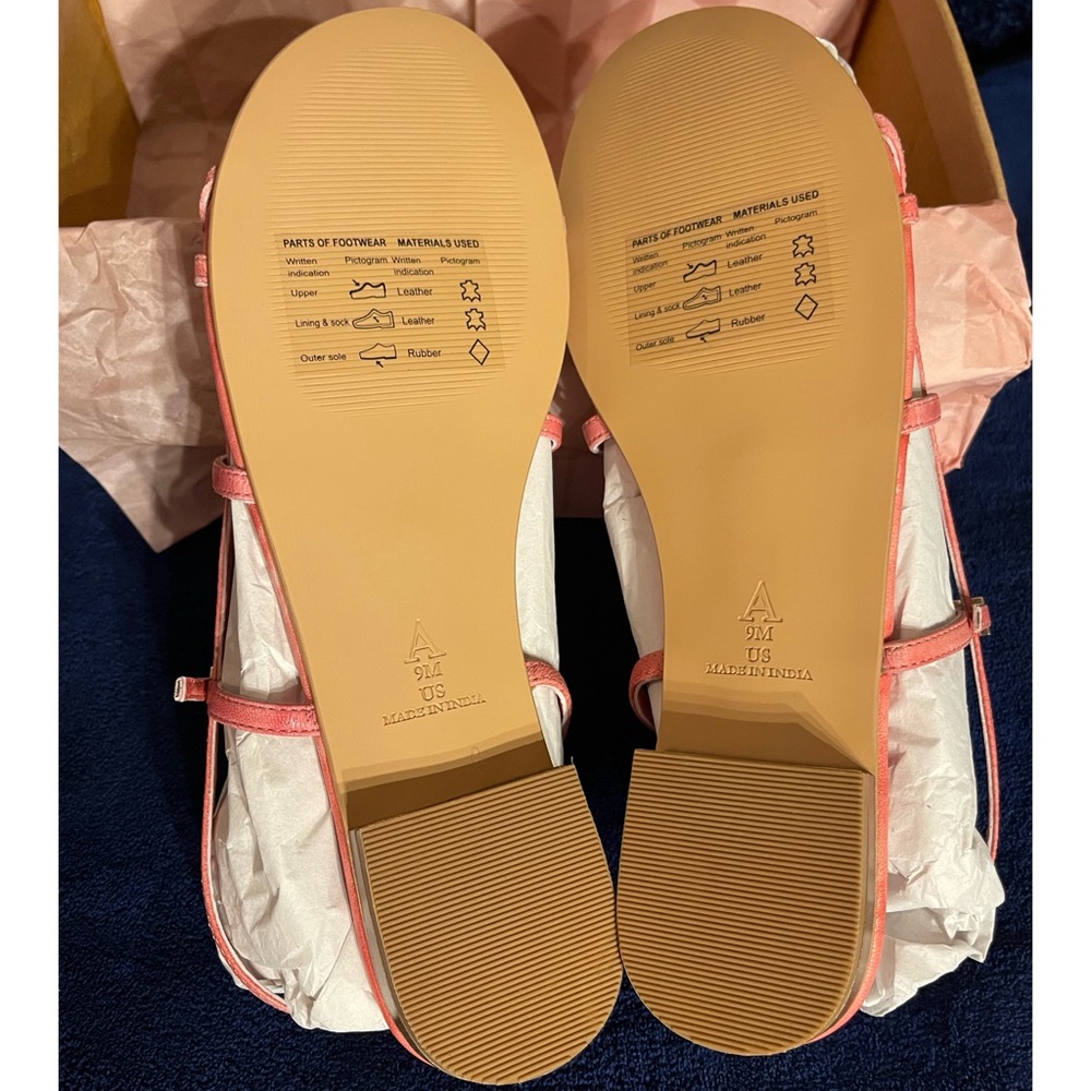 Anthropologie Ava Salmon Pink Strappy Sandals NWT Size 9 - Picture 7 of 11